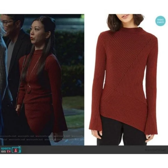NWT TOPSHOP Asymmetrical Ribbed Sweater - Picture 1 of 15